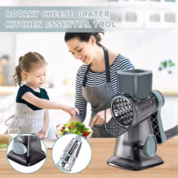 3-in-1 Rotary Cheese Grater, Manual Vegetable Slicer Red