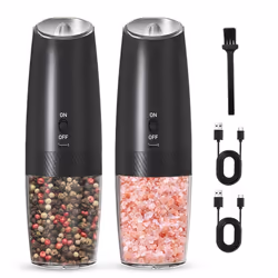 Rechargeable Salt and Pepper Grinder Set Adjustable Coarseness