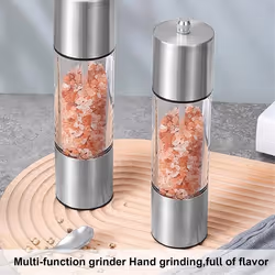 Pepper Mill Grinder Adjustable Coarseness Stainless Steel Refillable