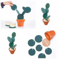 Cactus Coasters Heat Insulation DIY Home Tableware Coffee Cup Holder