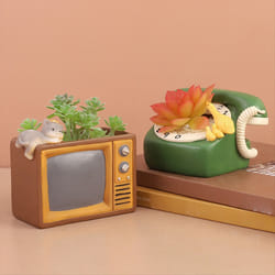 Flower Pot Retro Radio Succulent Plant Container