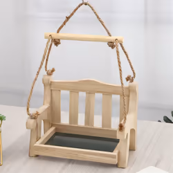 Outdoor Wooden Bird Feeder Automatic Hanging Chair Feeder Balcony