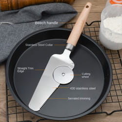 Fruit Pie Shovel Pizza Shovel with Roller Teeth Pizza Cutter