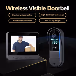 Wireless Intercom Doorbell Night HD-Vision 4.3in IPS Screen