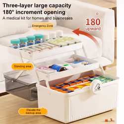 Portable Multi-Layer Medicine Organizer Box Large Capacity Kit A