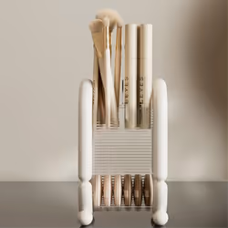 Acrylic Makeup Brush Holder, Transparent Cosmetic Storage Box,White