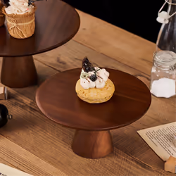 Elegant Wood Cake Stand - High Footed Dessert Display Plate