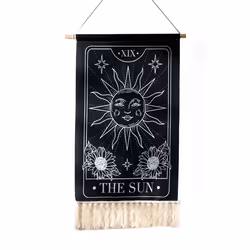 Printed Tassel Tapestry Decorative Hanging Background Wall Cloth, A