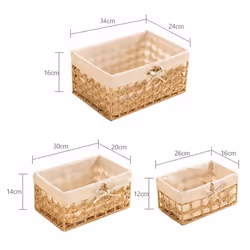 Wicker Storage Basket Hand-Woven Paper Rope Rectangular Storage Box C