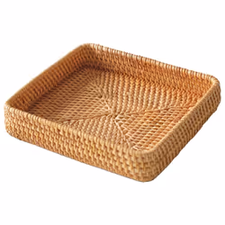 Rattan Serving Tray,Square Woven Tray Wicker Storage Basket