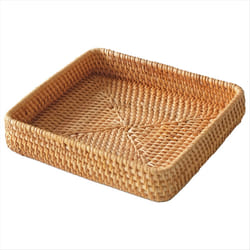 Rattan Serving Tray,Square Woven Tray Wicker Storage Basket
