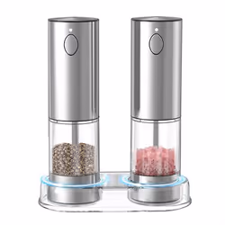 Electric Salt and Pepper Grinder Set with 6 Adjustable Coarseness