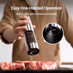 Electric Salt and Pepper Grinder Set with 6 Adjustable Coarseness