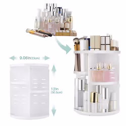 360 Rotating Makeup Organizer,Foldable Cosmetic Storage Display Box