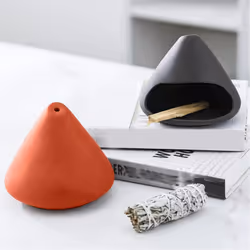 Ceramic Incense Holder, Handmade Smudge Bowl,Sage Burning Tray Black