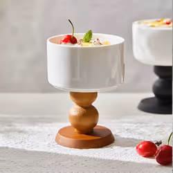 Ceramic Dessert Bowls Ceramic Goblet French Ice Cream Cup Black