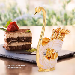 Elegant Swan Style Coffee Dessert Spoon Set A
