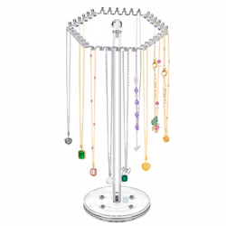 Acrylic Necklace Organizer Rotating Necklace Holder Hanger with Hooks