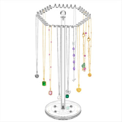 Acrylic Necklace Organizer Rotating Necklace Holder Hanger with Hooks