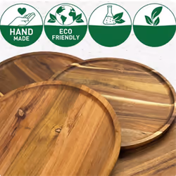 Round Wood Tray, Serving Platter, Appetizer Charcuterie Board, D