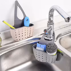 Household Storage Basket Kitchen Sink Shelf Adjustable Pink