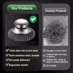 2Pack Steel Dish Scrubber, Stainless Steel Dish Brush