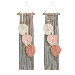 Hand Woven Cotton Rope Leaf Tapestry Bohemian Home Wall Decor Gray