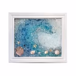 Ocean Theme Sea Glass Art Kit for Adults Photo Frame Easy Operation B