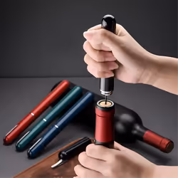 Air pump wine bottle opener pen Portable plastic cork Red+Black