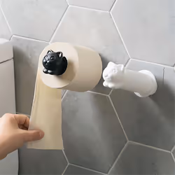 Wall Mounted Toilet Paper Holder Cartoon Cat White