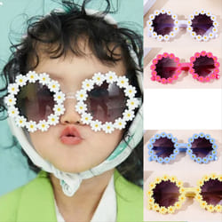 Round Flower Sunglasses Kids Daisy Sunglasses Blue