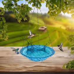 Bird Flower Shaped Hanging Bird Feeder Birdbath B