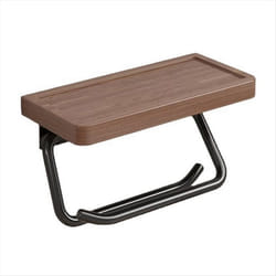 Double Paper Holder with Shelf Wood Wall Mounted WC Holders Concave