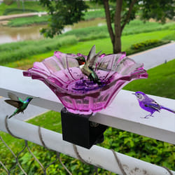 Balcony Bird Bath Railing Bird Feeder Birdbath Bowl rose Red