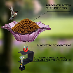 Balcony Bird Bath Railing Bird Feeder Birdbath Bowl rose Red