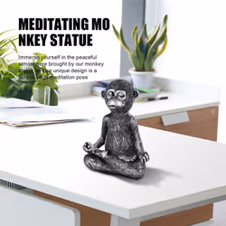Meditating monkey Statue Resin Yoga Buddha Figurine Home Decorative