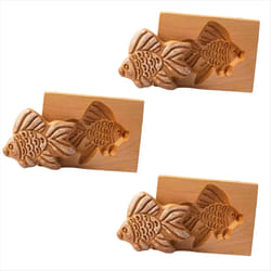 Wooden Cookie Mold , 3D Carved Wooden Animal Cookie Mold goldfish