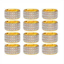Gold Napkin Rings Set of 12, Diamond Napkin Holder