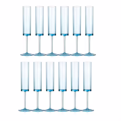 6 OZ Square Champagne Glasses Stemmed Coupes Blue