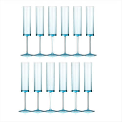 6 OZ Square Champagne Glasses Stemmed Coupes Blue