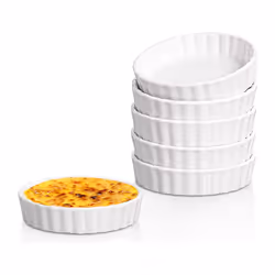 5 oz Creme Brulee Ramekins, Round Fluted Quiche Dishes Tart Pan