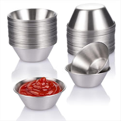 24 Pack Stainless Steel Sauce Cups,50ml Reusable Round Condiment Cups