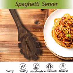 Walnut Wood Spaghetti Pasta Server Long Handle Wooden Pasta Spoon