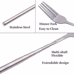 Stainless Steel BBQ Telescopic Forks 8.7-25.4inch Dessert Fork