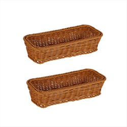 Plastic Rattan Woven Basket Spoon Fork Knife Chopsticks Storage A