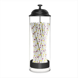 Straw Holder for Standard Size Drinking Straws, Plastic with Lid