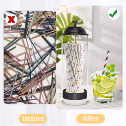 Straw Holder for Standard Size Drinking Straws, Plastic with Lid