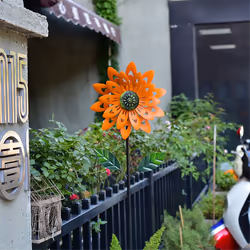 Sunflower Wind Spinner with Stake, Windmill Wind Sculpture