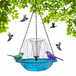 Solar Bird Bath Fountains Hanging Bird Baths for Outdoors Blue