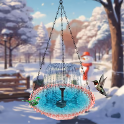 Solar Bird Bath Fountains Hanging Bird Baths for Outdoors Blue
